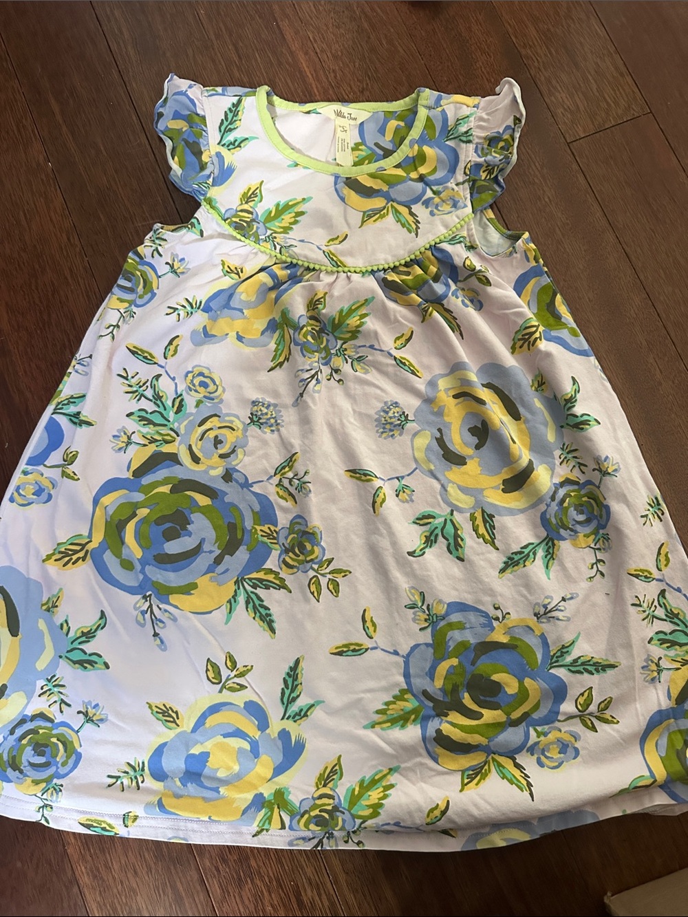 Matilda Jane White Dress with Blue, Yellow and Green Floral Print size 8